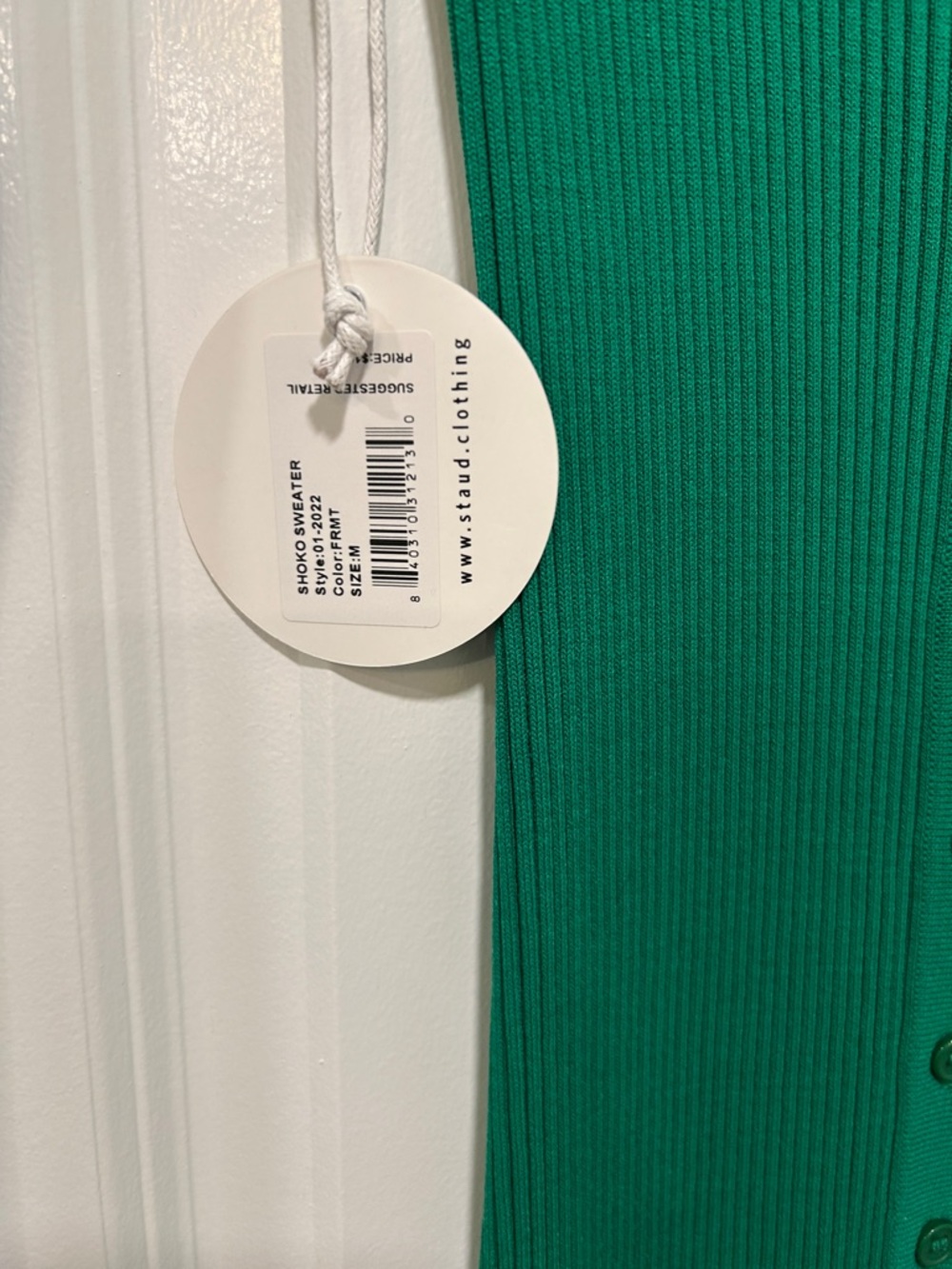 STAUD Colorblock Ribbed Button-Front Maxi Dress in Teal/Green/Olive - Picture 3 of 4